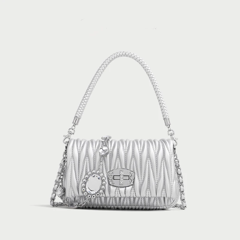 米慕雅双11爆款气质轻奢女士包包女褶皱包单肩斜挎斜挎包手拎女包