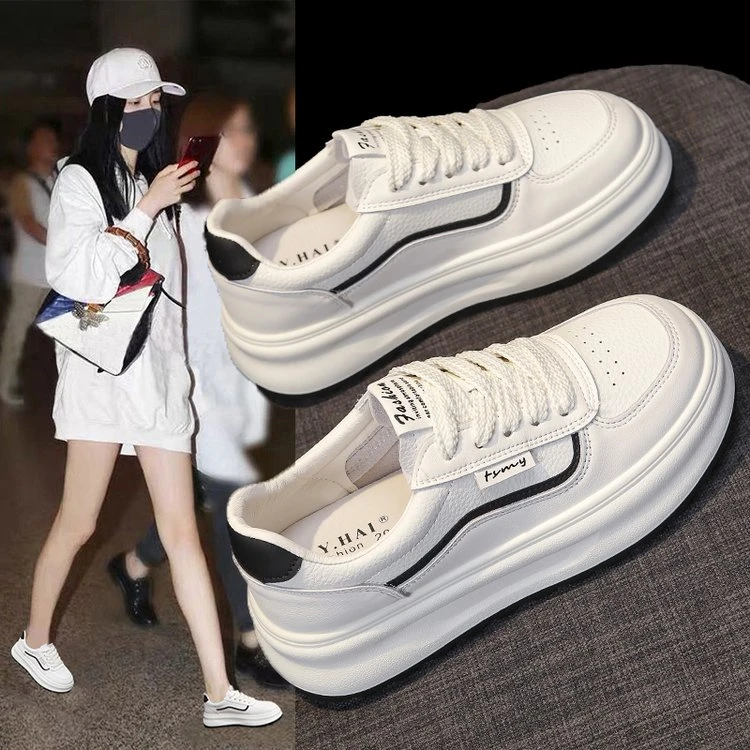 爆款小白鞋女2024春秋新款百搭厚底增高板鞋运动休闲夏女鞋