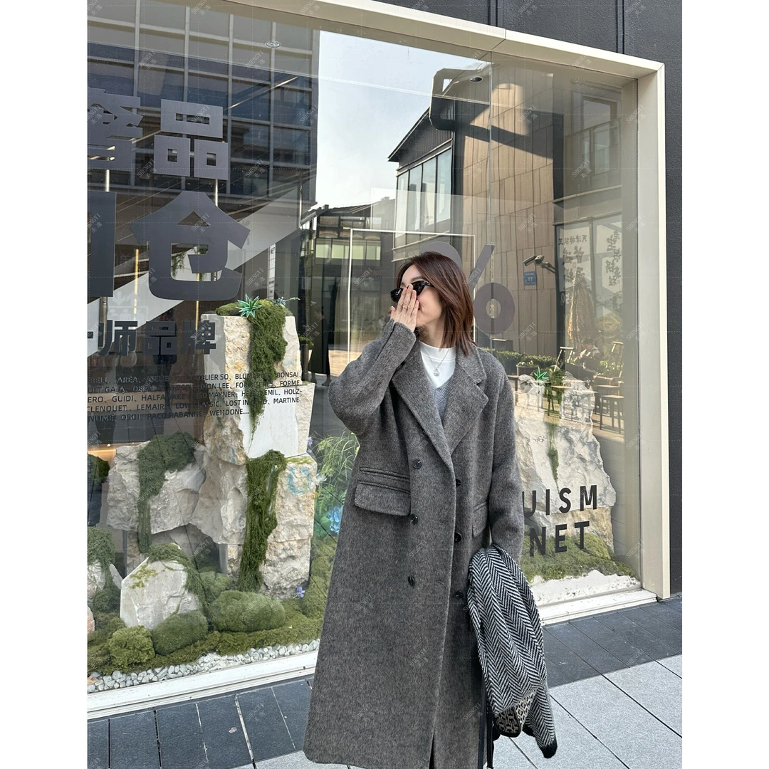 2025韩国东大门高端时尚秋冬双面手缝加厚宽松显瘦设计感大衣