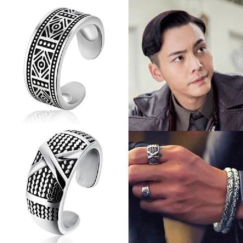 铜合金戒指 老九门做旧复古佛爷张启山陈伟霆食指戒男士开口指环