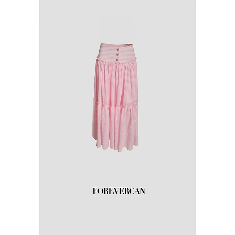 FOREVERCAN“蔷薇园林”小香法式条纹A字摆蛋糕半身裙 SD21336