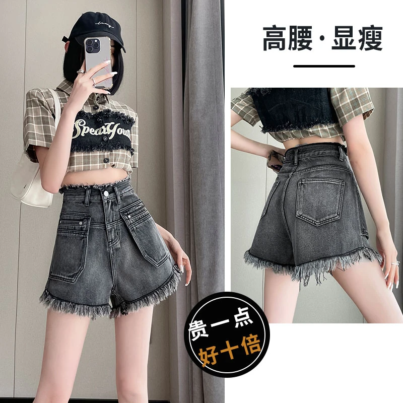 夏季小个子高腰牛仔短裤女设计感小众网红炸街遮肉a字工装超短裤