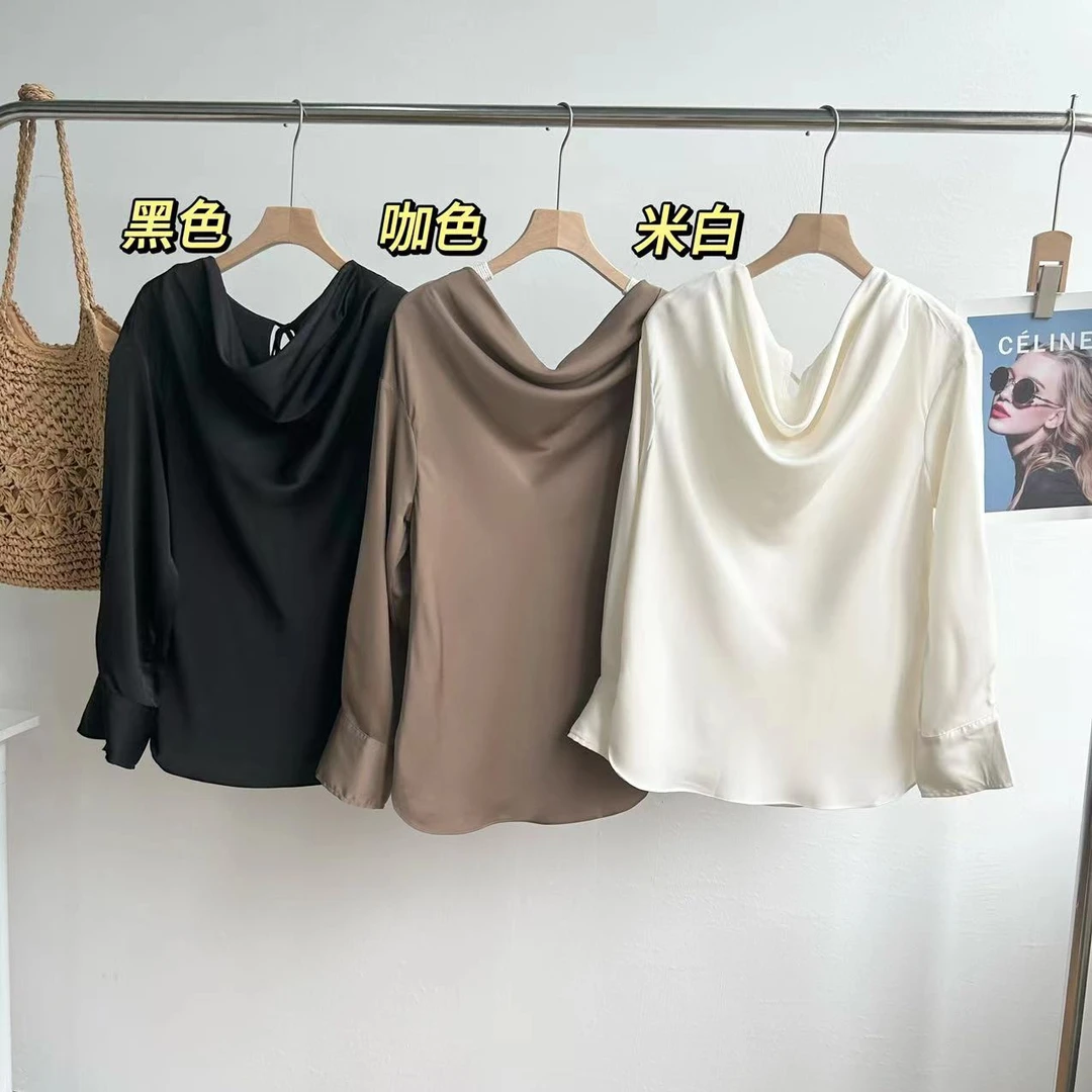 小静折扣~ NA1190P  知性优雅系带荡荡领通勤长袖衬衣（卡码拍大）