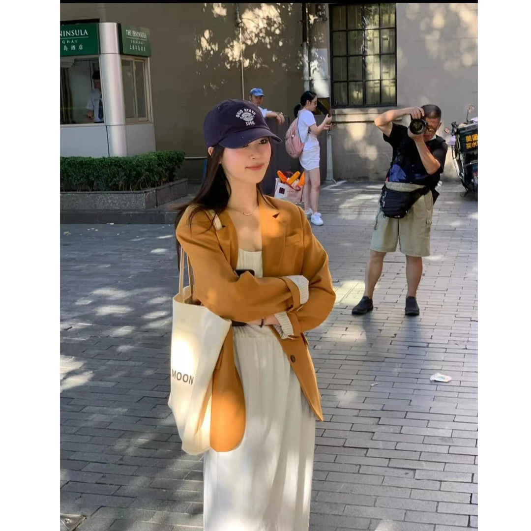 小静折扣~U335P    通勤条纹内衬宽松西装外套（卡码拍大）