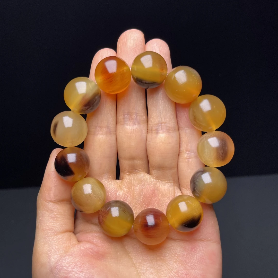 非金属珐琅手链 精美养殖黑驴蹄半蜜色圆珠 可选规格