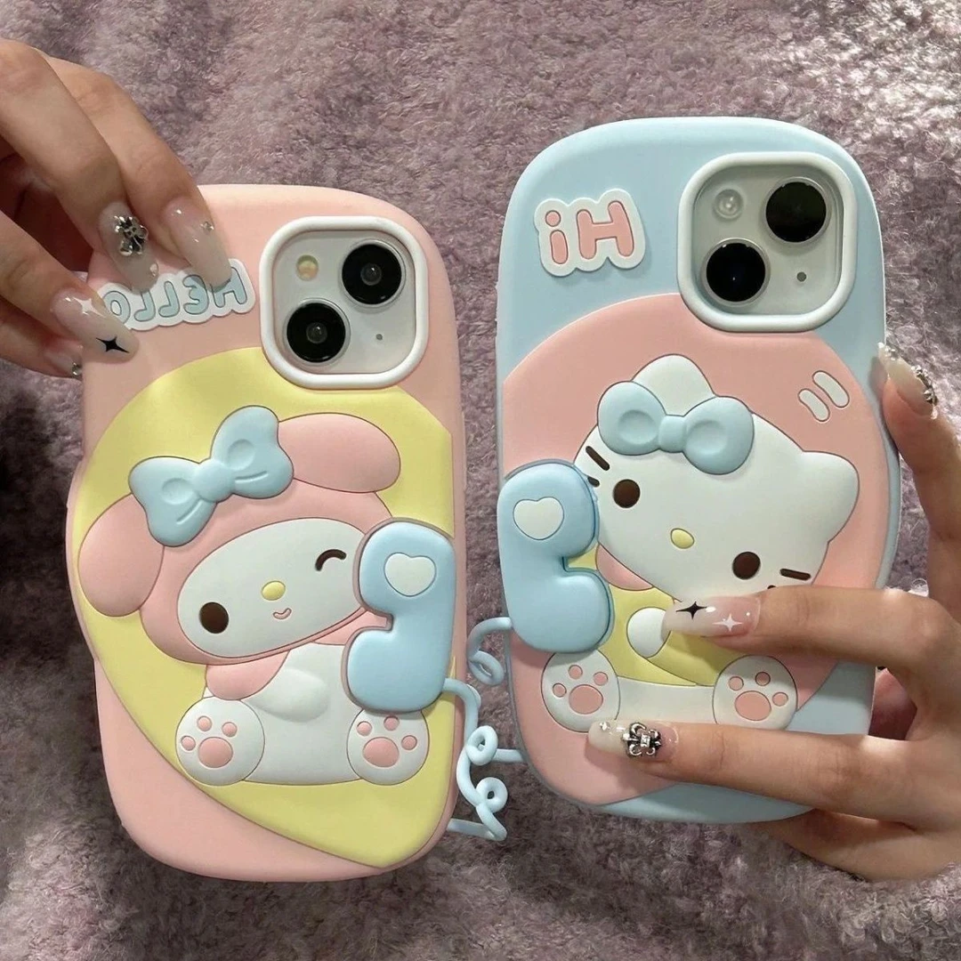 立体电话凯蒂猫美乐蒂iPhone14promax手机壳苹果13全包12硅胶11女