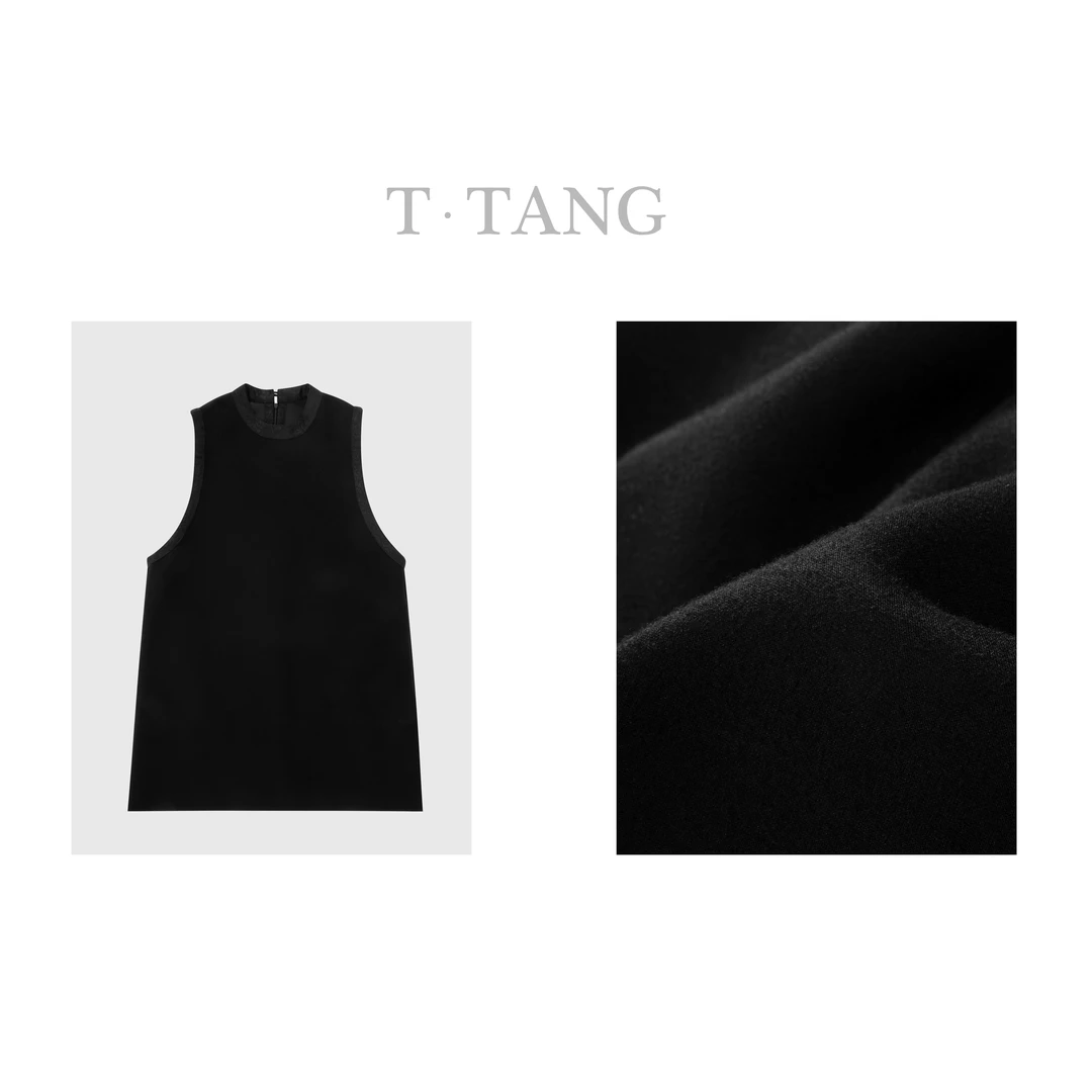 秋冬百搭神器修身显瘦圆领无袖半拉链背心连衣裙【6072】MM