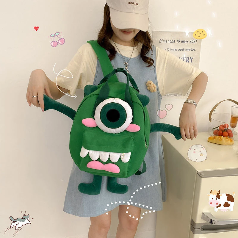 独眼怪书包大眼仔包包女潮流学生双肩包大容量帆布包潮怪兽恶搞包