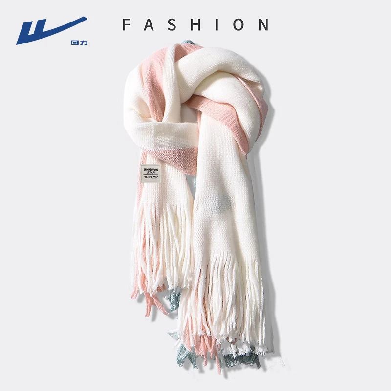 Warrior/回力围巾女冬季保暖护颈舒适围脖氛围感学生披肩生日礼物