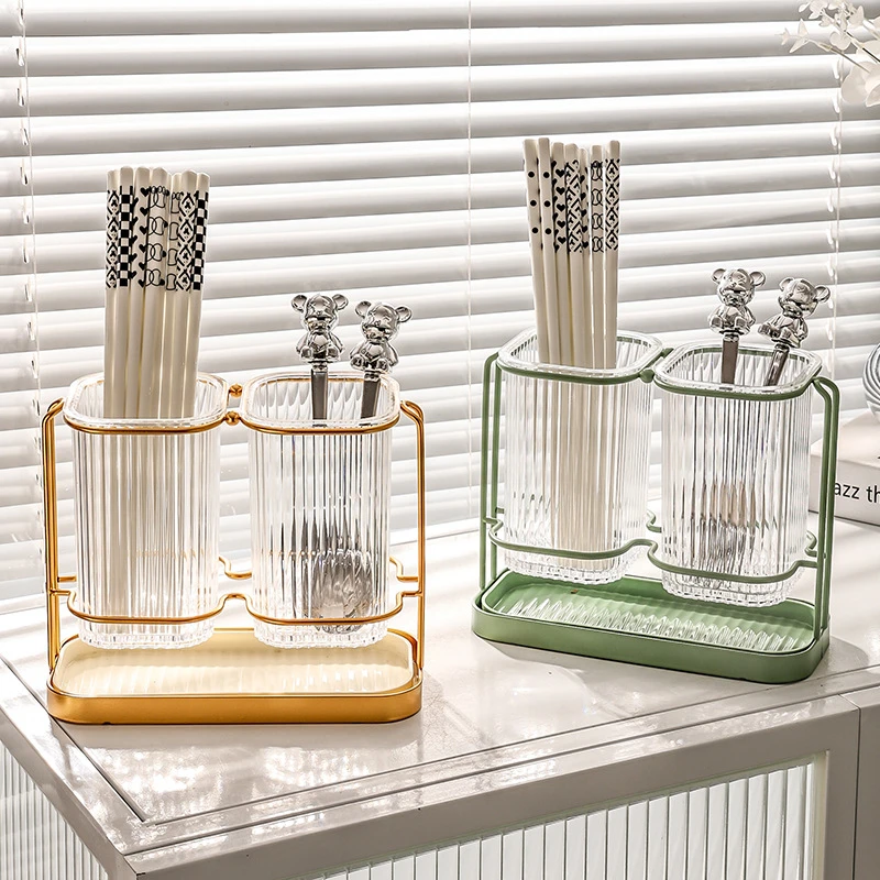 家用筷子筒轻奢厨房用品高档刀叉收纳盒沥水置物架壁挂式筷笼创意