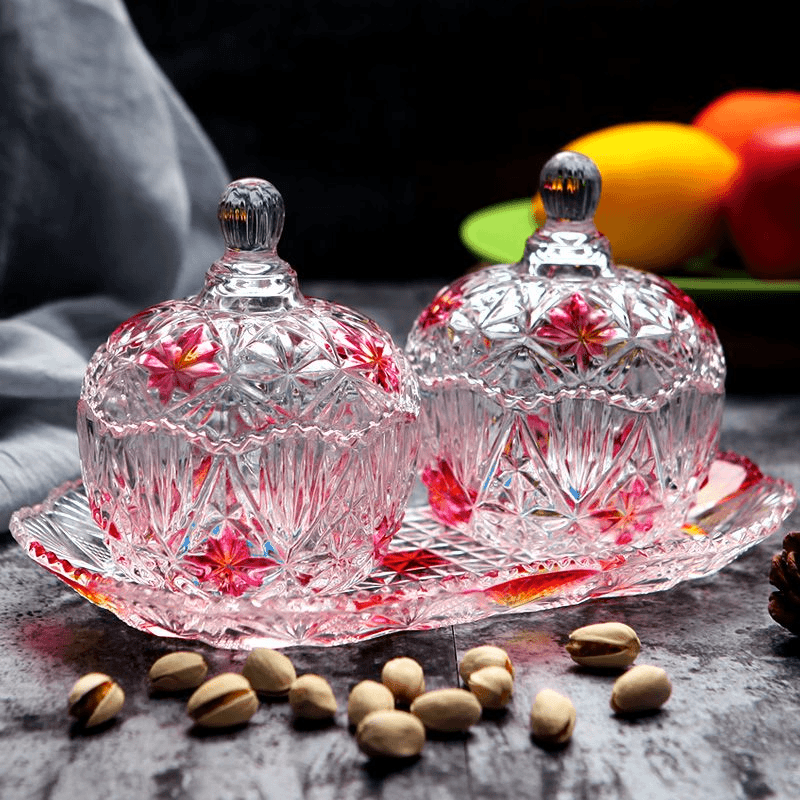 糖果罐储物罐无铅玻璃透明多功能储物罐彩色欧式家用调料罐带盖