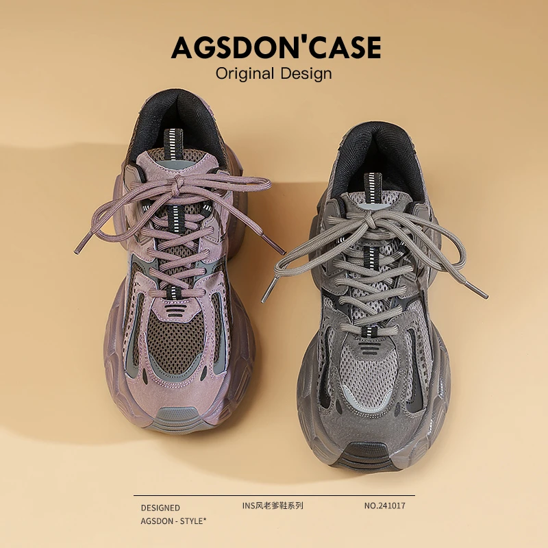 奥古狮登情侣老爹鞋女2025春季新款户外登山爆款厚底百搭运动女鞋