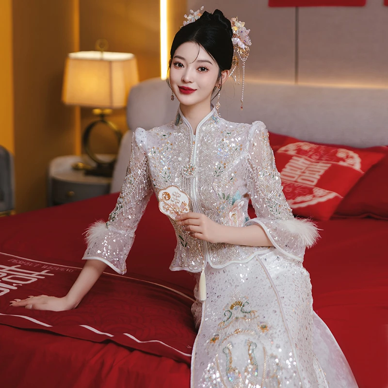 重工新娘秀禾服2025新款中式敬酒服嫁衣结婚出阁服夏季小个子婚服