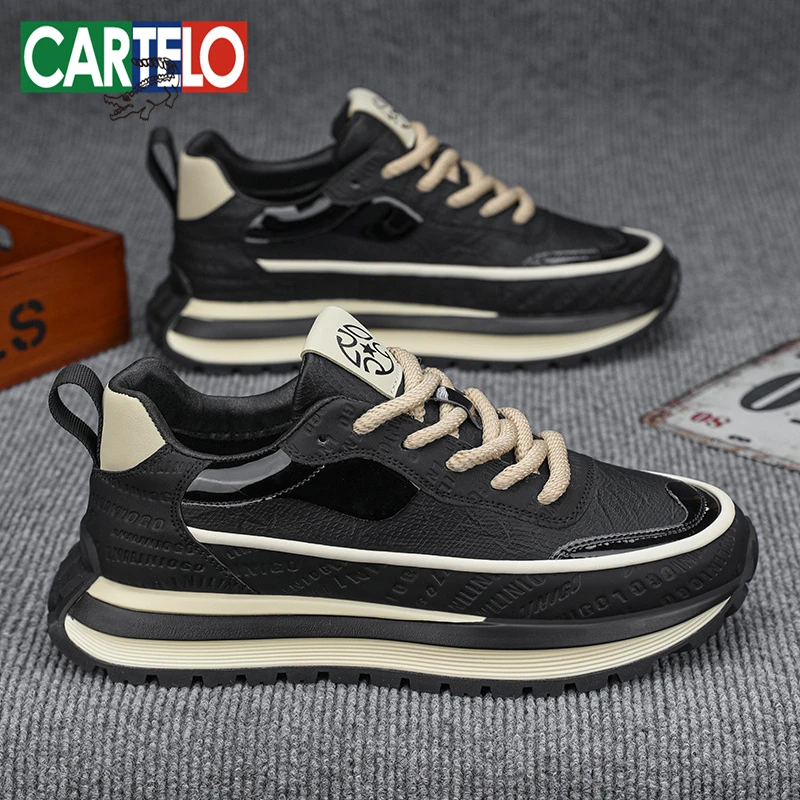 卡帝乐鳄鱼男鞋春季爆款阿甘鞋运动休闲厚底防滑百搭黑色老爹潮鞋