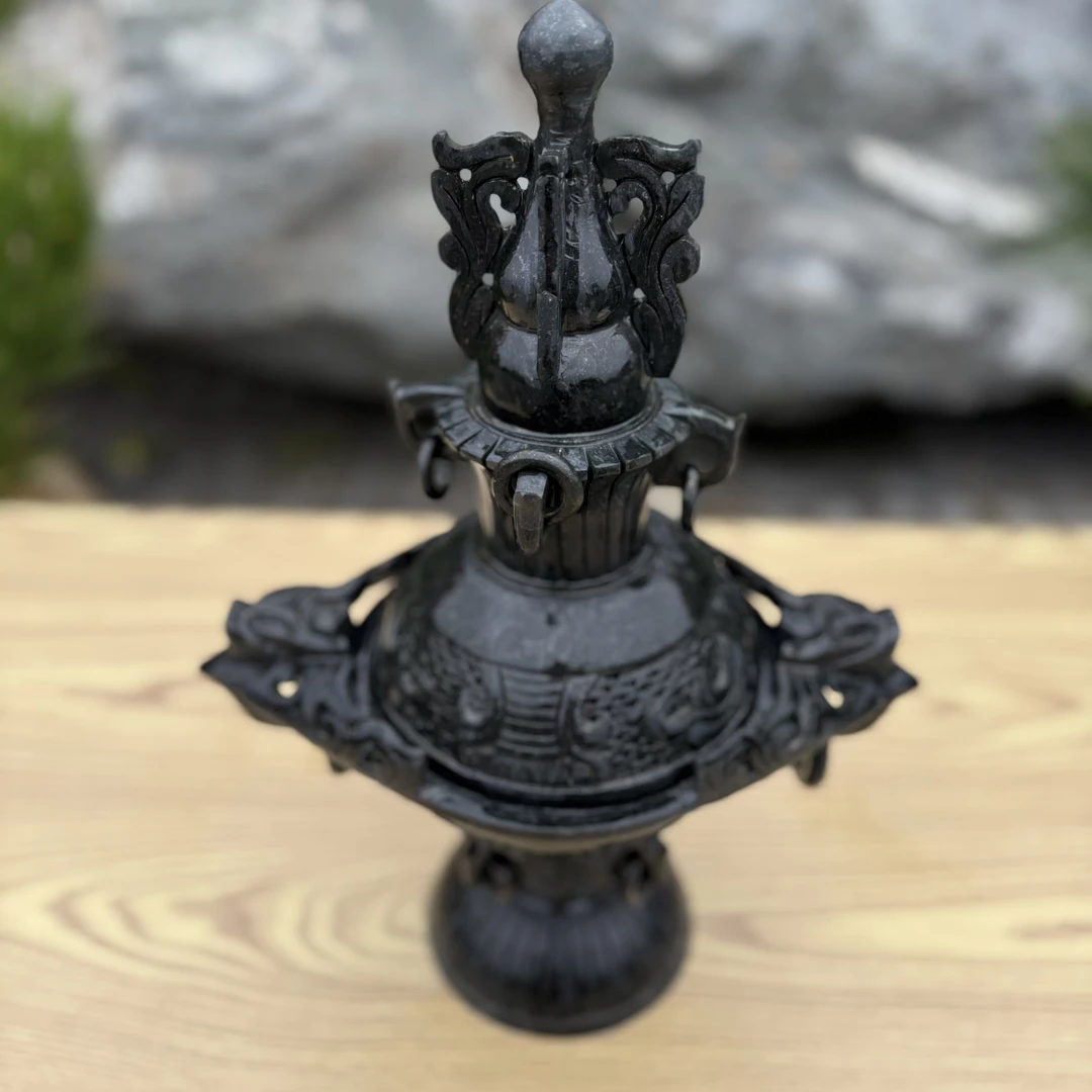【平安系列】泰山玉香炉摆件 时来运转古朴禅意雕刻镂空工艺玉石