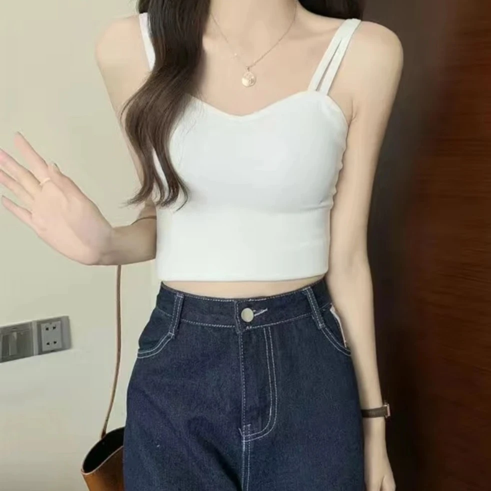 美背辣妹抹胸上衣吊带背心女外穿内搭设计带胸垫夏季新款百搭少女