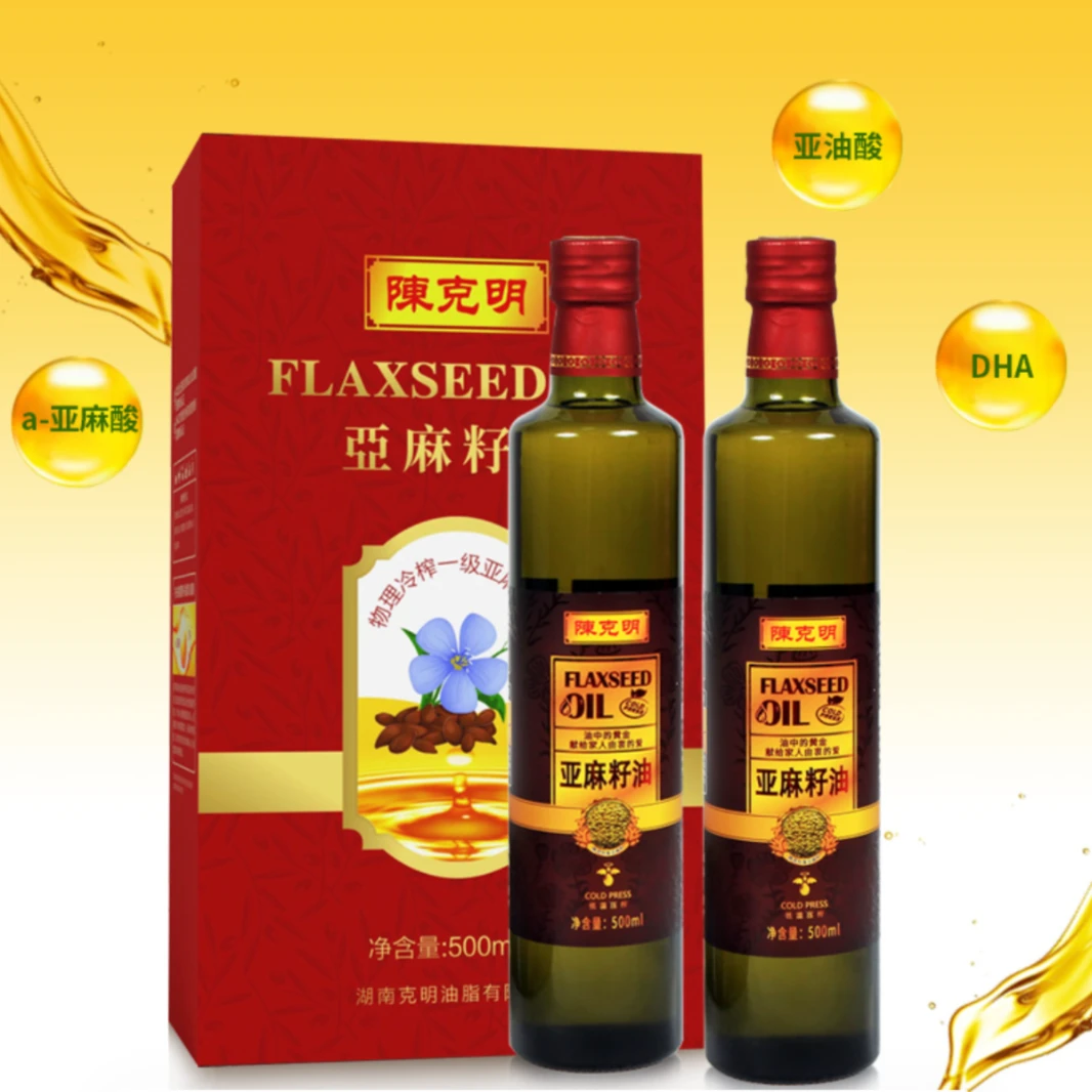 CKM/陈克明一级冷榨亚麻籽油 健康食用 含量500ml/瓶