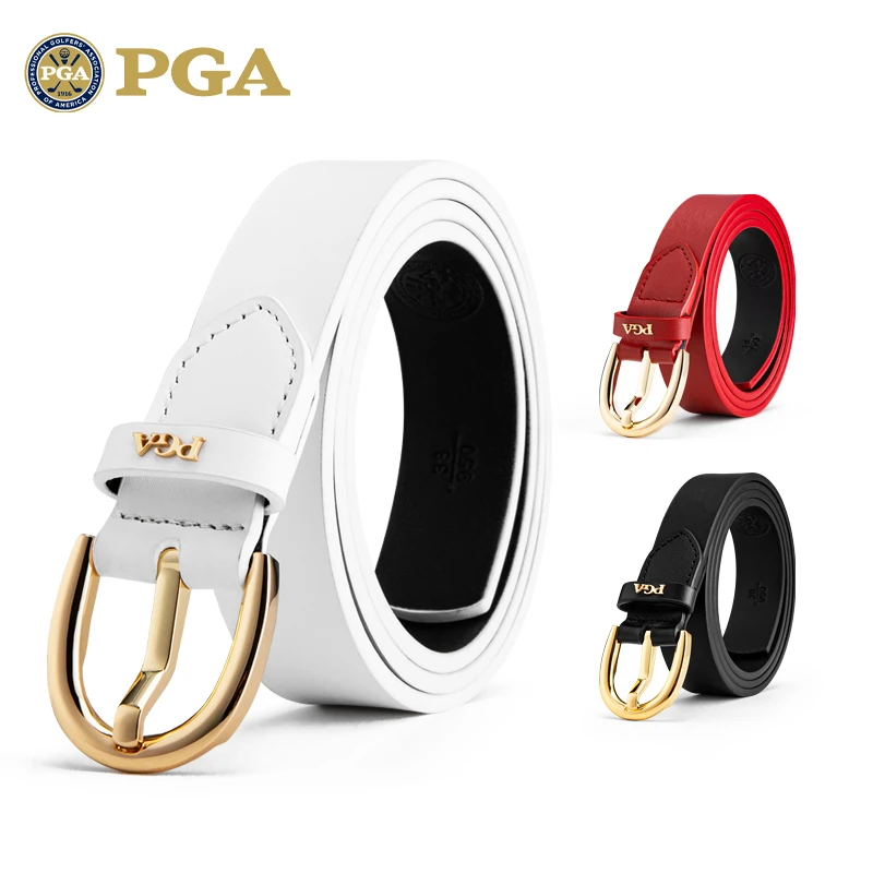 美国PGA 新品女士皮带 头层牛皮 合金扣头奢华优雅 针扣腰带