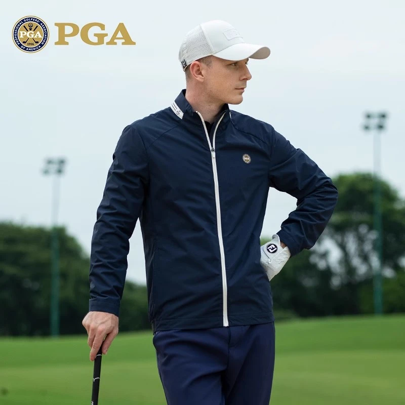 美国PGA 高尔夫男装秋冬款运动外套 防风雨立领拉链golf运动上衣