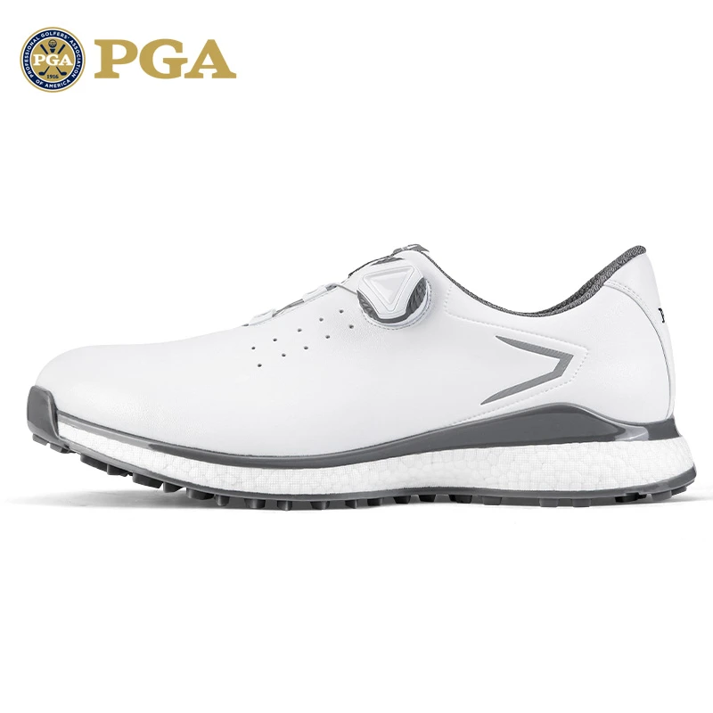 美国PGA 高尔夫球鞋 男士防水鞋 防侧滑鞋钉 旋钮鞋带爆米花中底