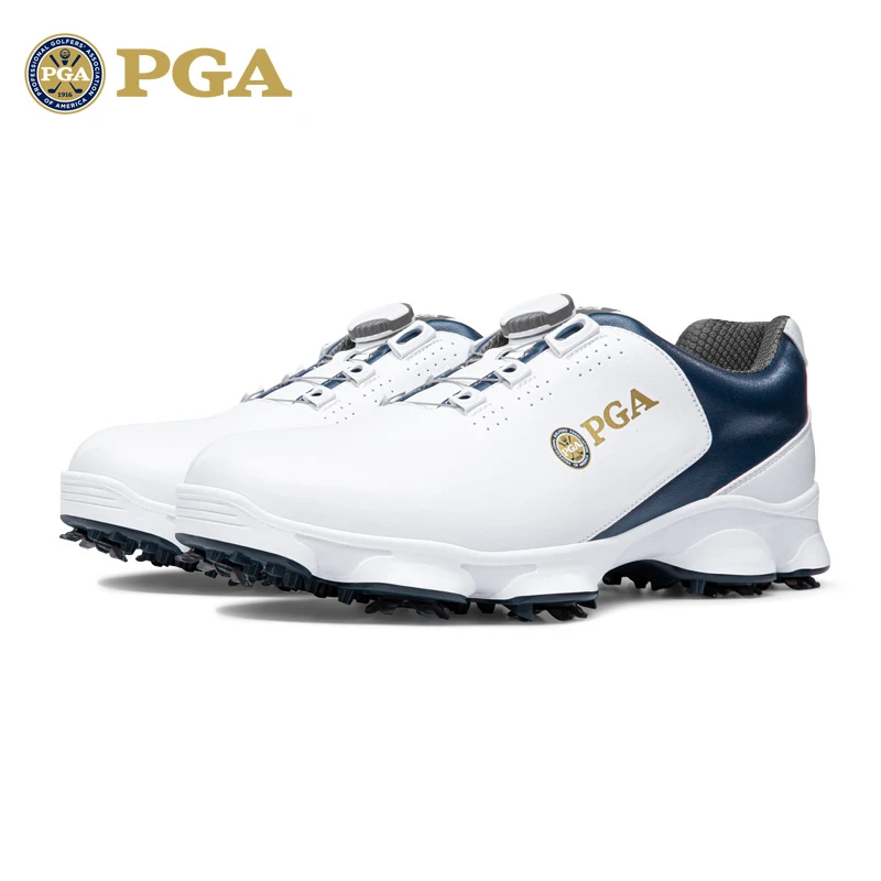 美国PGA 新品 高尔夫男士球鞋 防水鞋子 防滑活动钉男鞋 旋转鞋带