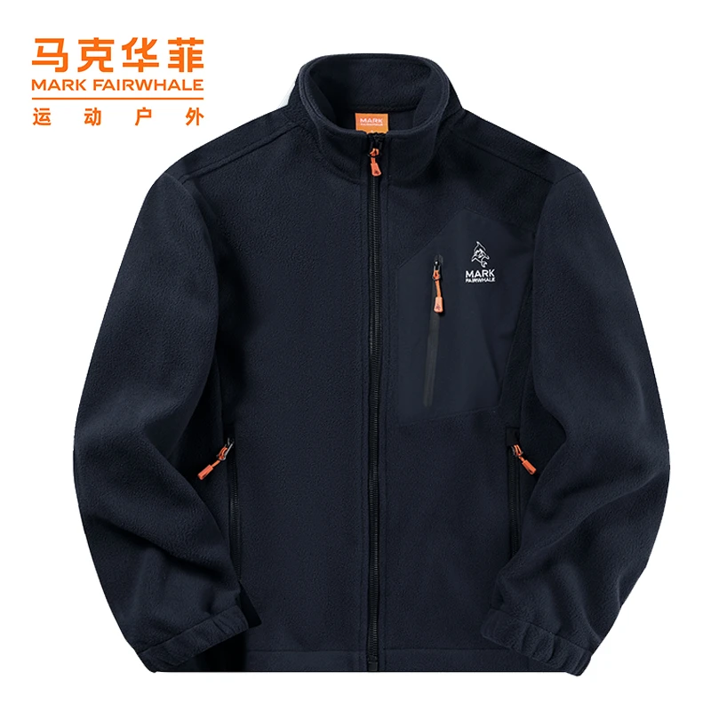 马克华菲2024春秋新品抓绒衣外套男女双面摇粒绒加厚立领开衫上衣