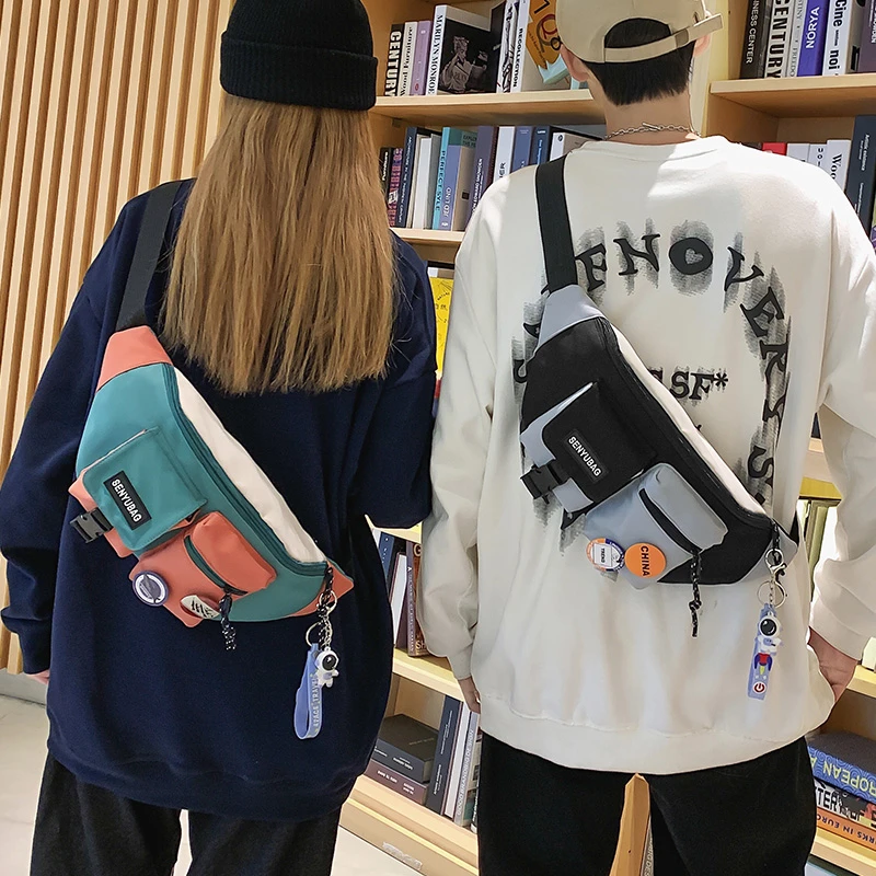 胸包男潮牌工装斜挎包男士背包ins潮小包个性百搭腰包男生单肩包