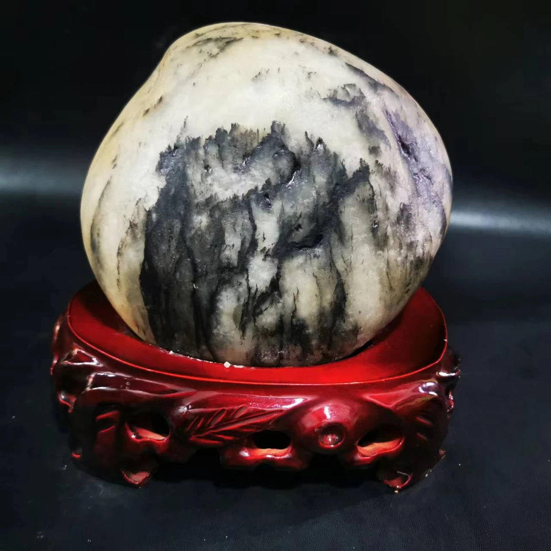 新疆额河奇石戈壁石天然画面石额河奇石风景石造型石家居装饰摆件