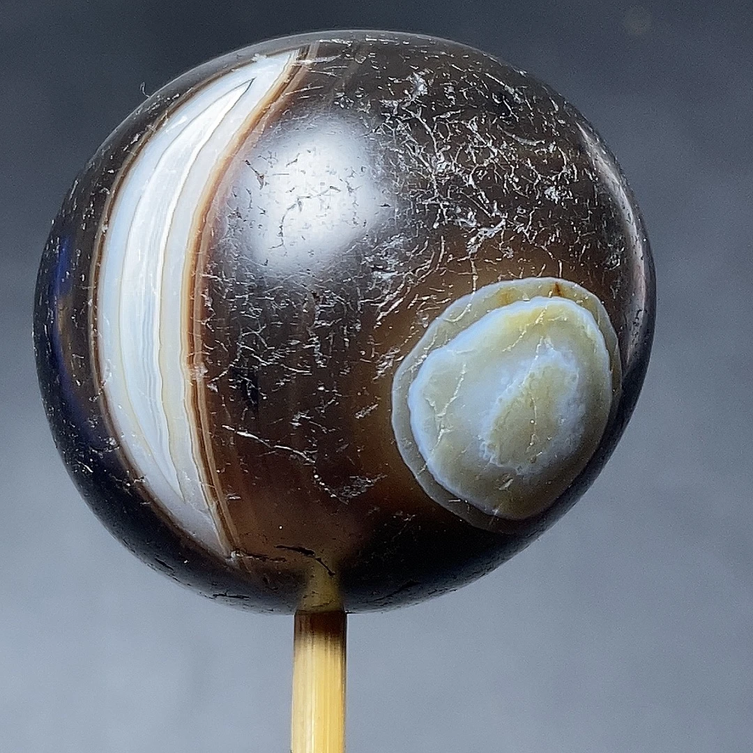 老糖色风化象形日月手工古珠吊坠挂件