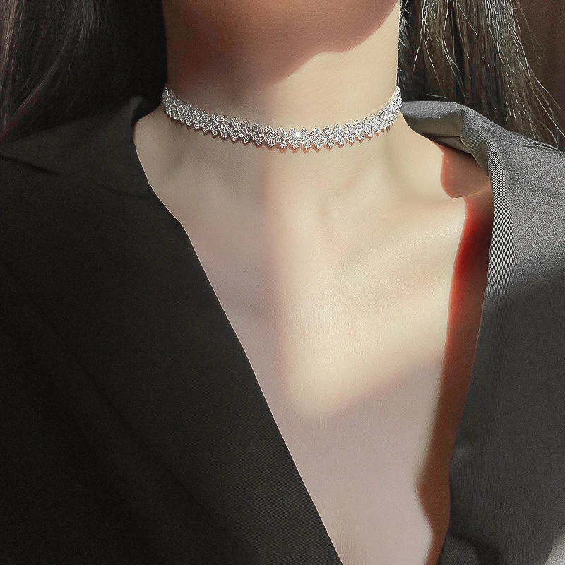 轻奢满镶项链女项圈气质小众高级感网红个性锁骨链潮流时尚颈链