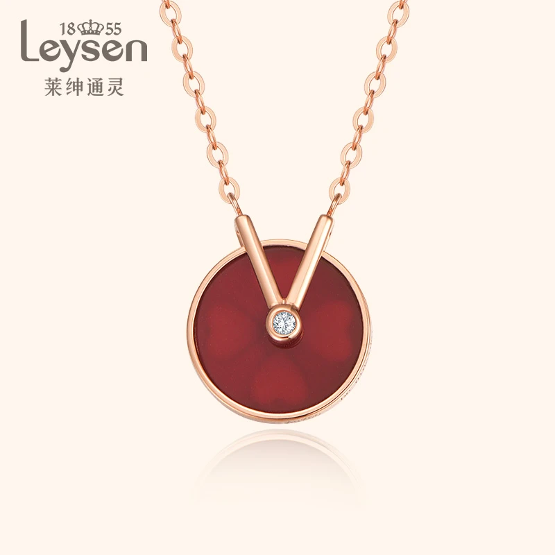【leysen专属】莱绅通灵珠宝双面设计18K金钻石 旋转华尔兹钻石项链