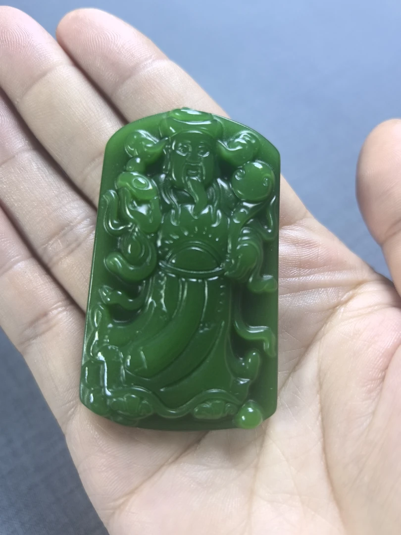 A和田玉碧玉财神吊坠