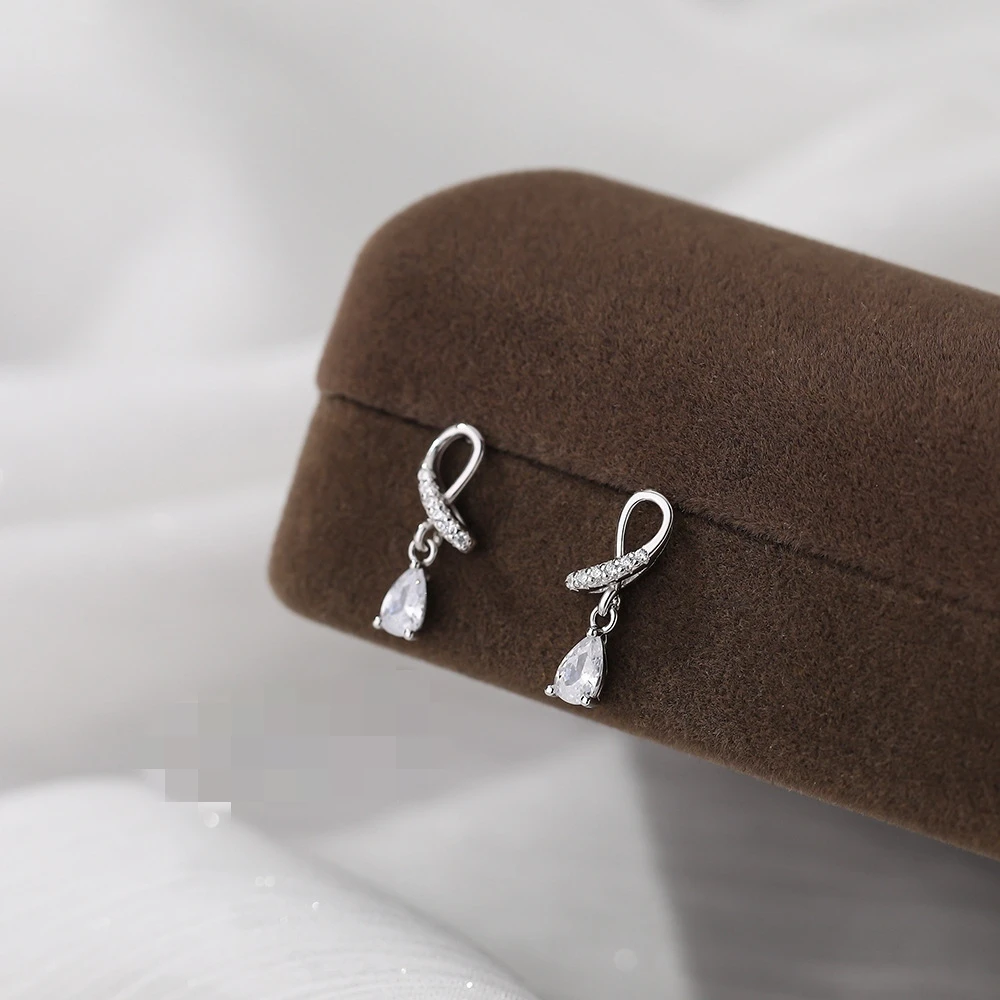 925银耳饰 【交叉水滴】耳钉轻奢风耳饰