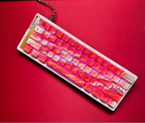 【羊刀外设】天空樱花键帽PBT材质热升华工艺原厂高度透光磁轴