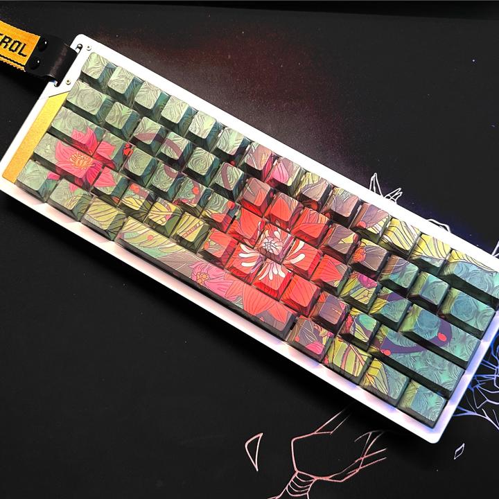 【羊刀外设】野荷键帽原厂高度PBT材质五面热升华工艺侧刻透光个性