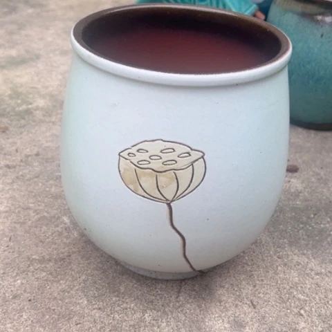 紫砂茶碗微瑕莲蓬19高度24