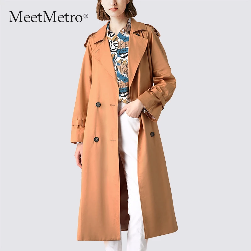 MeetMetro玛依尔风衣女2023秋新款英伦风韩版宽松中长款气质外套
