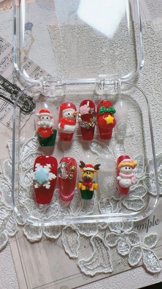 手工穿戴甲  圣诞卡通款气质