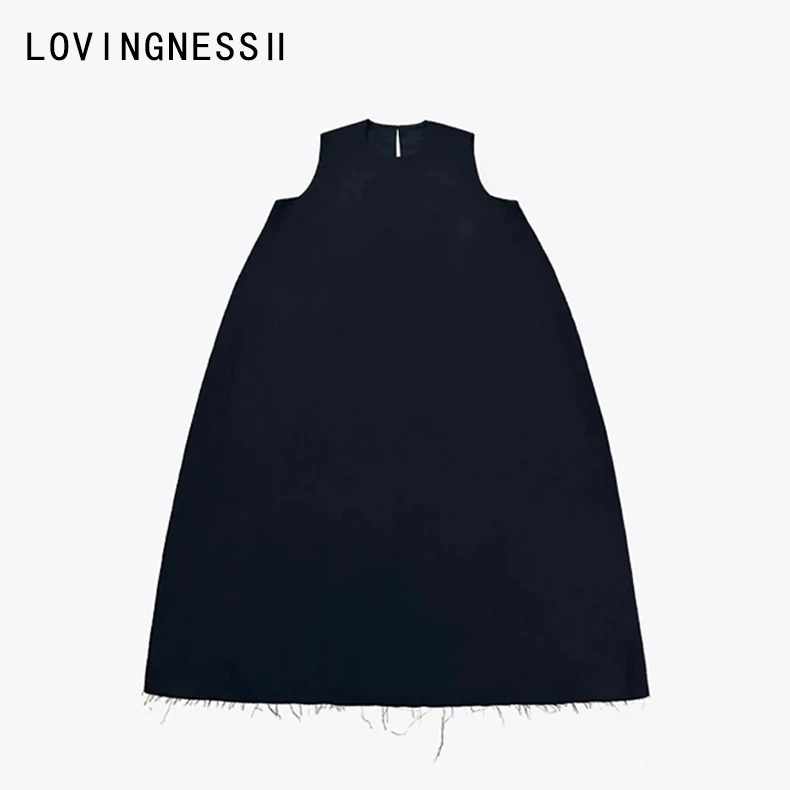 新款小众设计极简廓形小黑吊带裙纯色百搭背心连衣裙女
