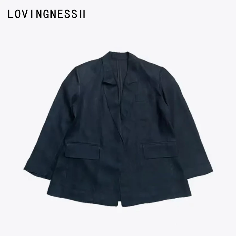 高级感小众设计亚麻西服修身显瘦气质复古外套女士