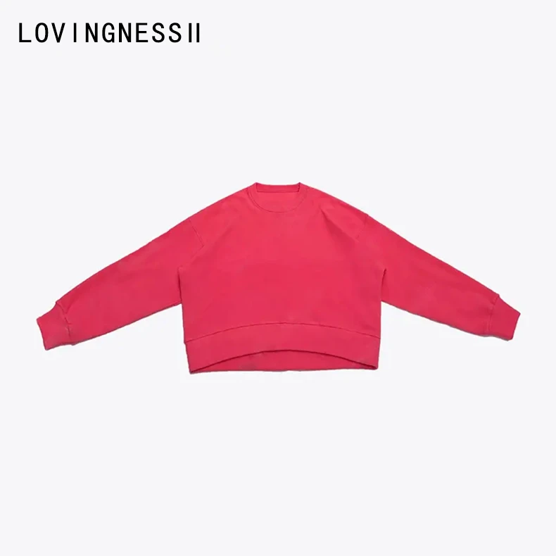 2024秋冬新款小众设计休闲街头风宽松廓形圆领套头长袖卫衣女