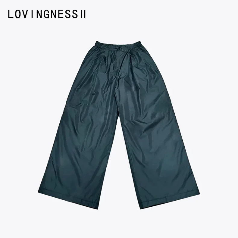 2025冬季新款小众设计极简休闲风松紧腰山本阔腿大屁屁棉长裤女