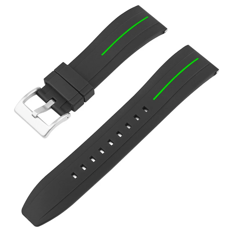 快拆橡胶手表带适配劳力士黑/绿水鬼游艇日志天梭1853表带20 22mm