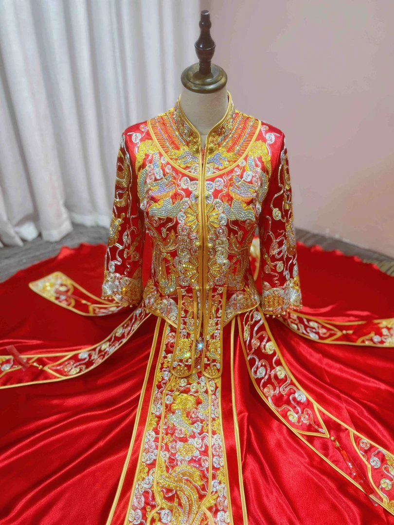 秀禾服新娘2023新款显瘦敬酒服结婚龙凤褂高档出阁服中式婚服出阁