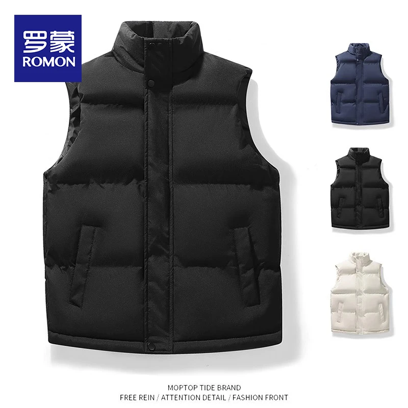 罗蒙秋冬款立领棉马甲外套男士休闲百搭保暖外穿棉服情侣款上衣男