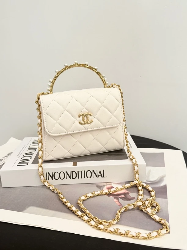 全新未使用 Chanel/香奈儿 23b珍珠Kelly中号白金 全套 拍下送检