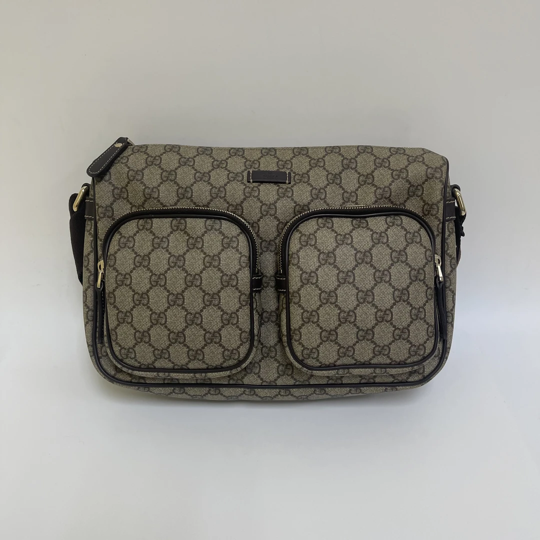 95新 GUCCI/古驰 乌木色 老花 时尚 中号 单肩包 斜挎包