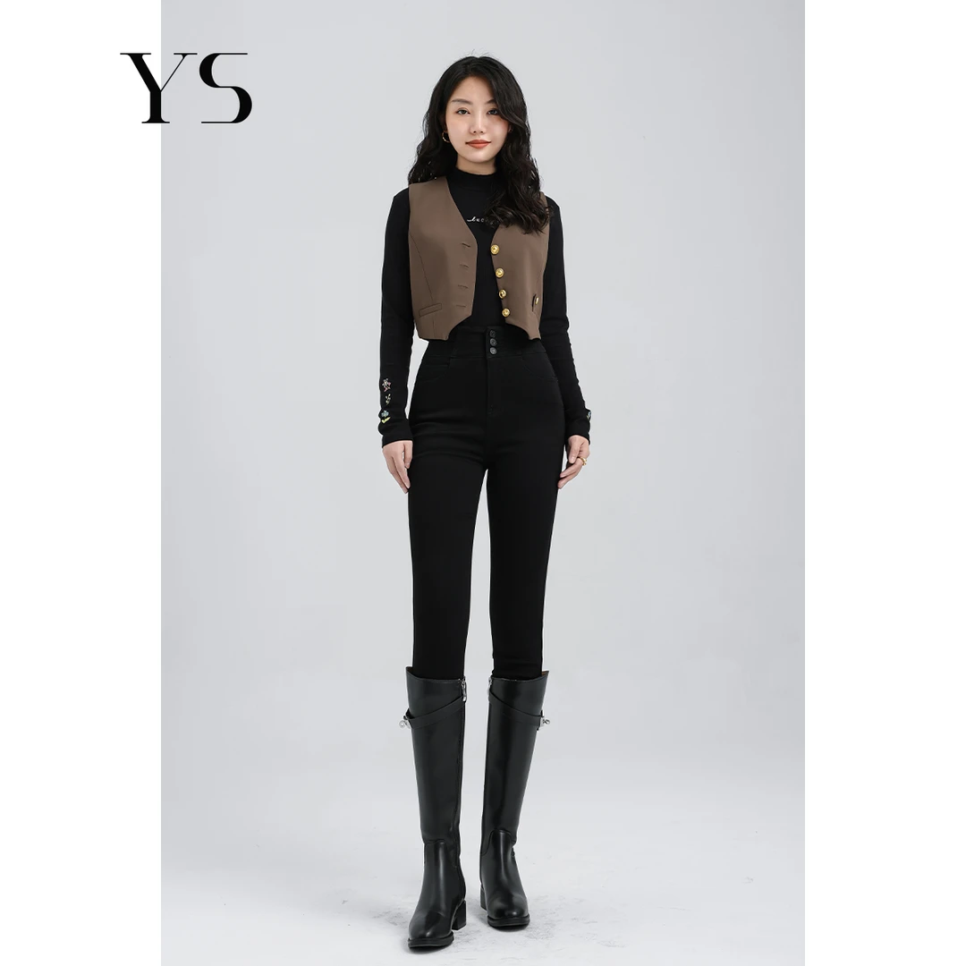 【王幼珊】牛仔裤女春夏紧身长裤2025新款小脚裤修身高腰裤子2108