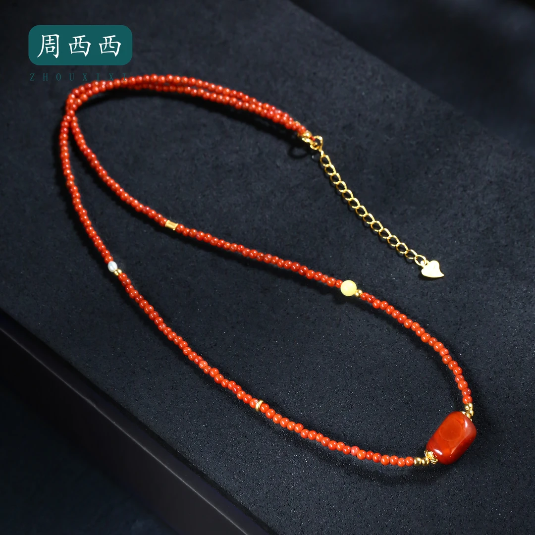 周西西精美珠宝南红玛瑙项链链长48cm气质时尚百搭多样性发16381