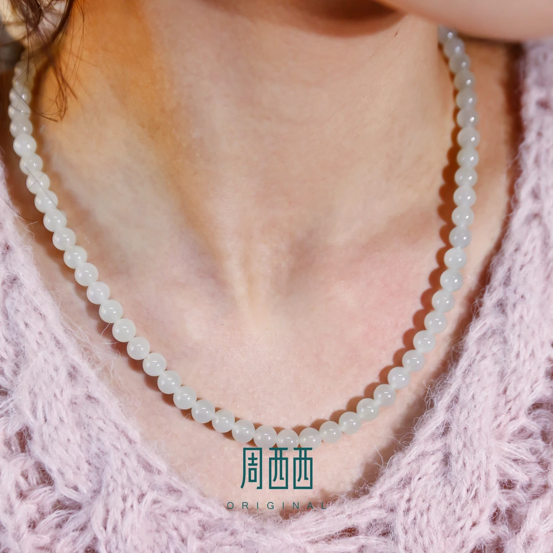 周西西精美珠宝和田玉18k颈饰5.8mm链长45cm时尚多样性发货12882